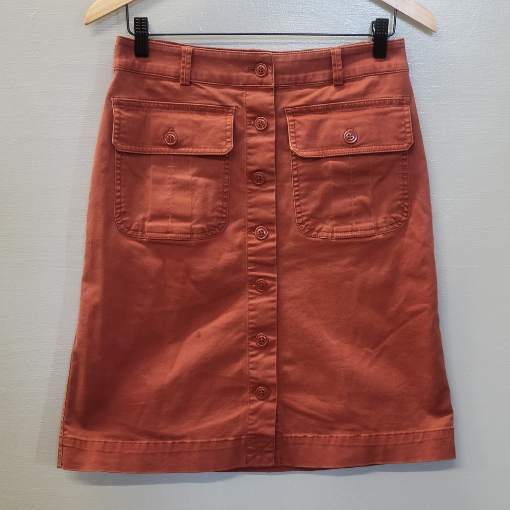 Lands' End Women's Button-Front Skirt in Terracotta